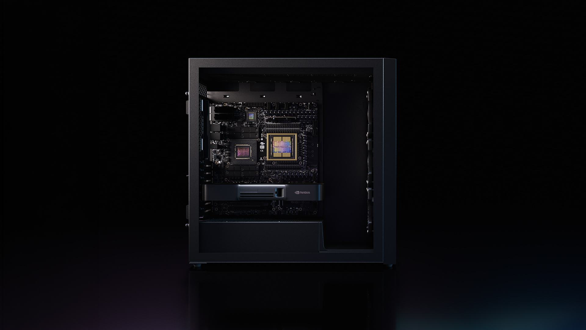 NVIDIA DGX Station GB300 — Obudowa od boku, panel zdjęty