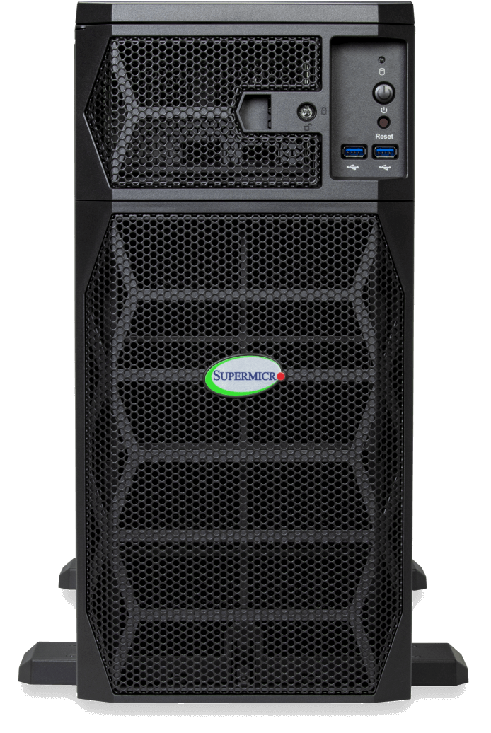 Supermicro Super AI Station — Front z bliska