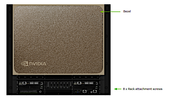 DGX B300 — Front — obudowa z panelem maskującym (bezel)