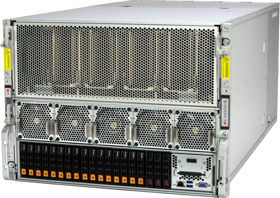 Supermicro SYS-821GE-TNHR — ujęcie 3/4 barebone 8U